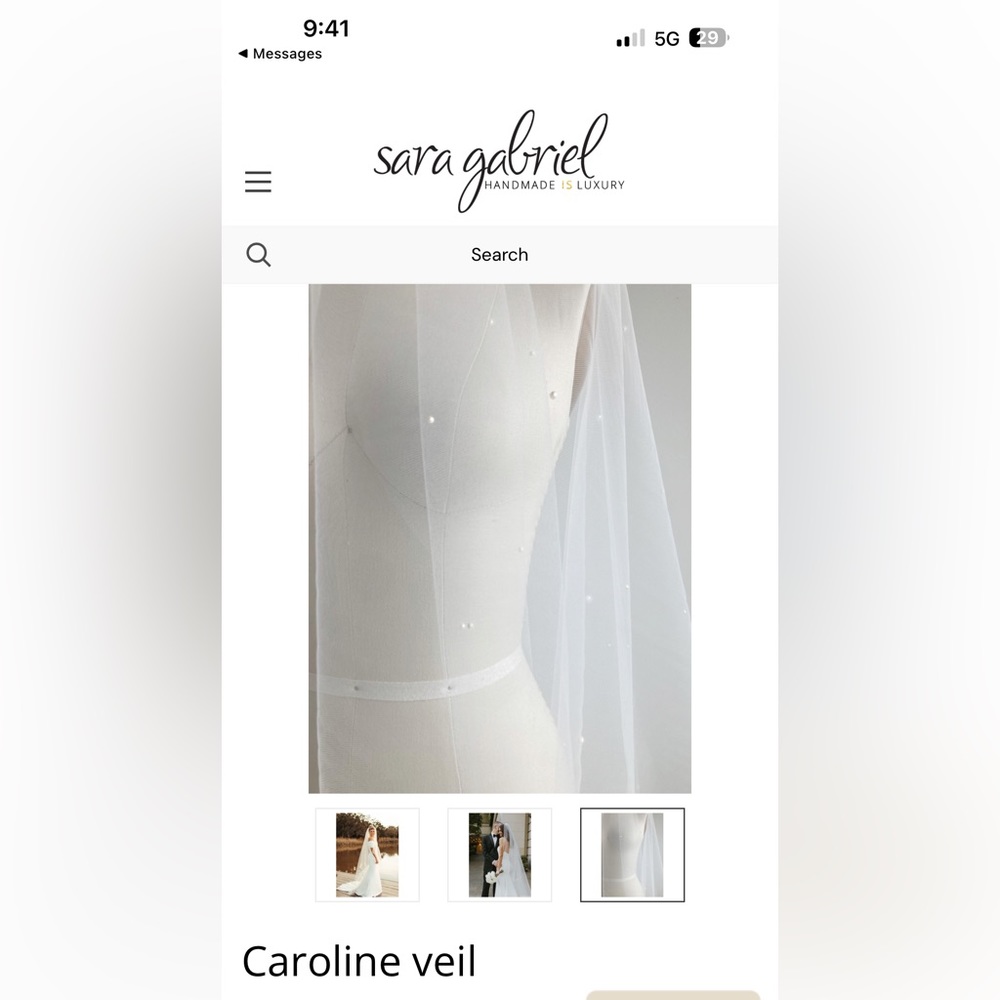Sara Gabriel Caroline Veil with pearls